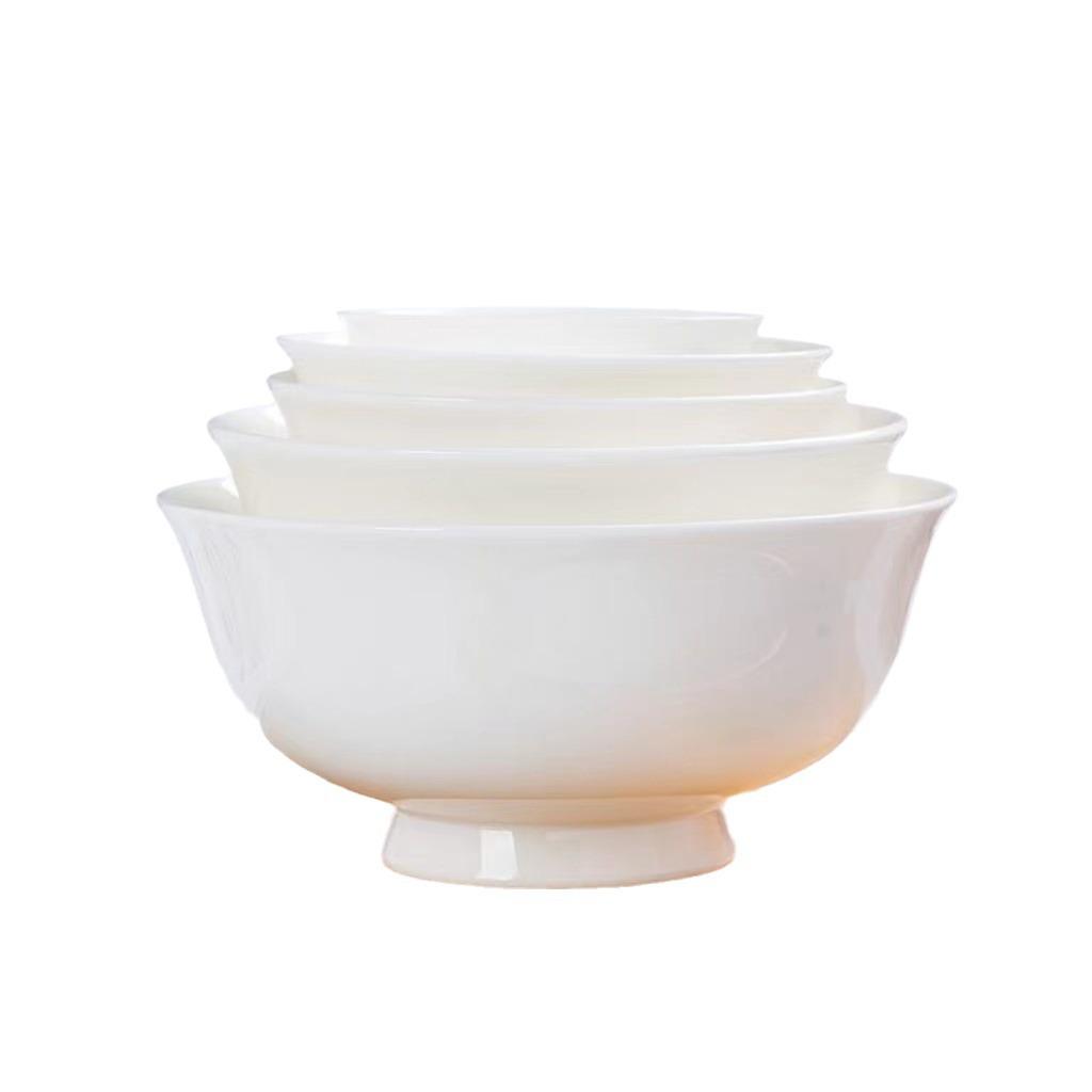 Высокая чаша из костяного фарфора Jingdezhen - Разные размеры, термостойкая, для риса, лапши и супа, керамическая посуда.