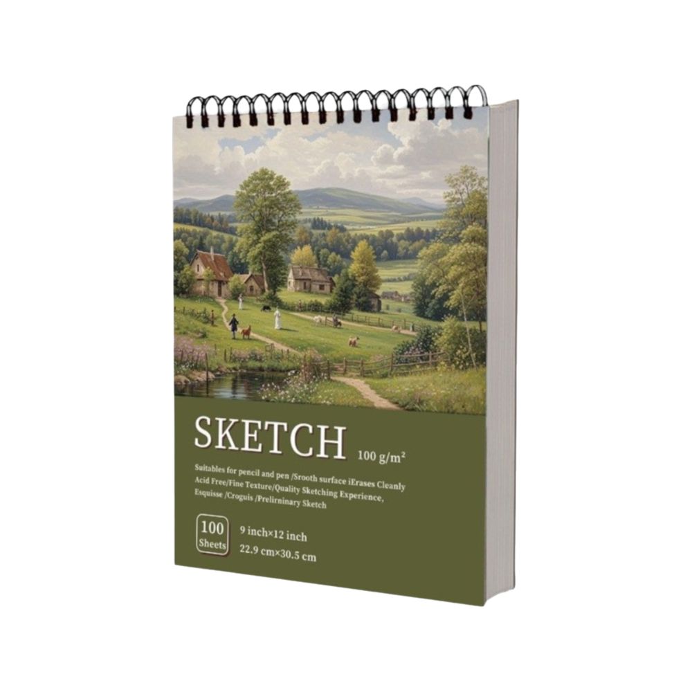 100 Sheets Spiral Bound Artist Sketchbook Perforated Pages Sketching Notebook Crayon Drawing