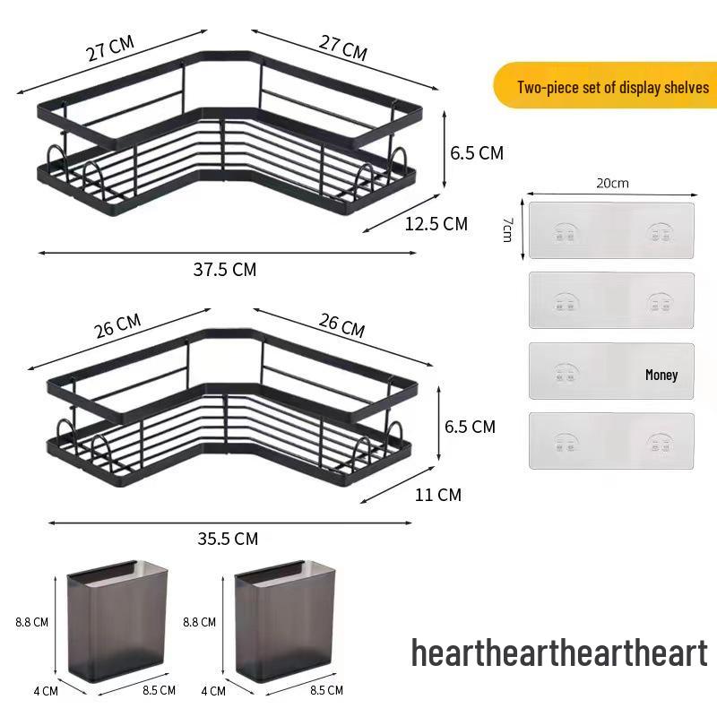 Утолщенная железная угловая полка для ванной - Туалетная стойка без сверления и мыльница