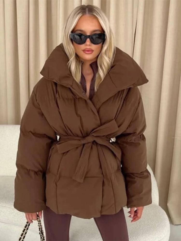 Женская куртка с воротником-стойкой, капюшоном, длинными рукавами и молнией, глянцевая, толстая, для зимы