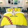 Homewish Softball Baseball Duvet Cover Set, Sports Initial Comforter Cover Set, Personalized Monogrammed Bed Set