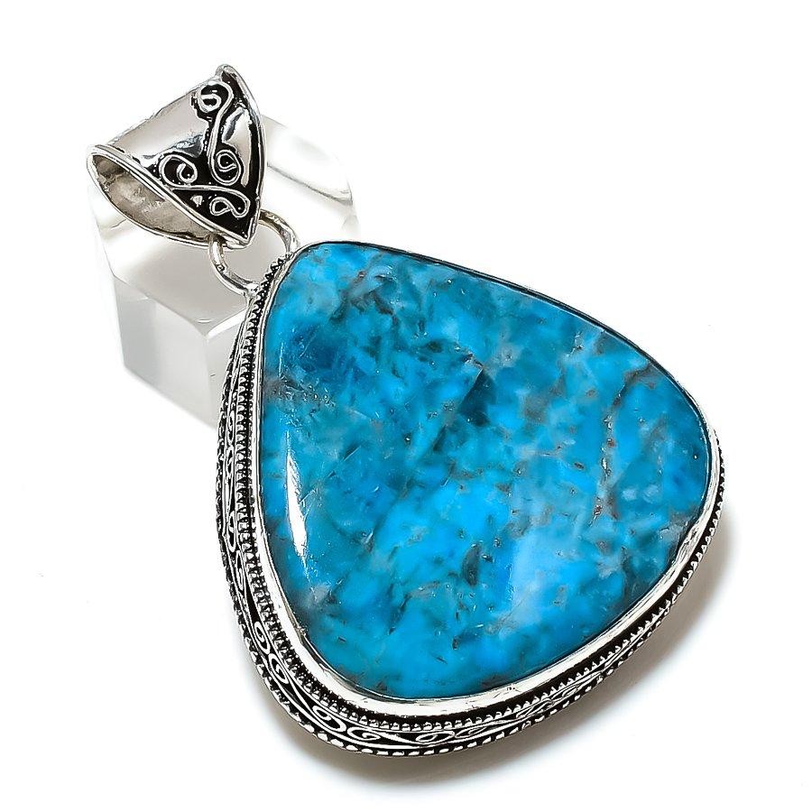 Подвеска из серебра 925 пробы с неоново-голубым апатитом, ручная работа, 2,17 дюйма e5S46