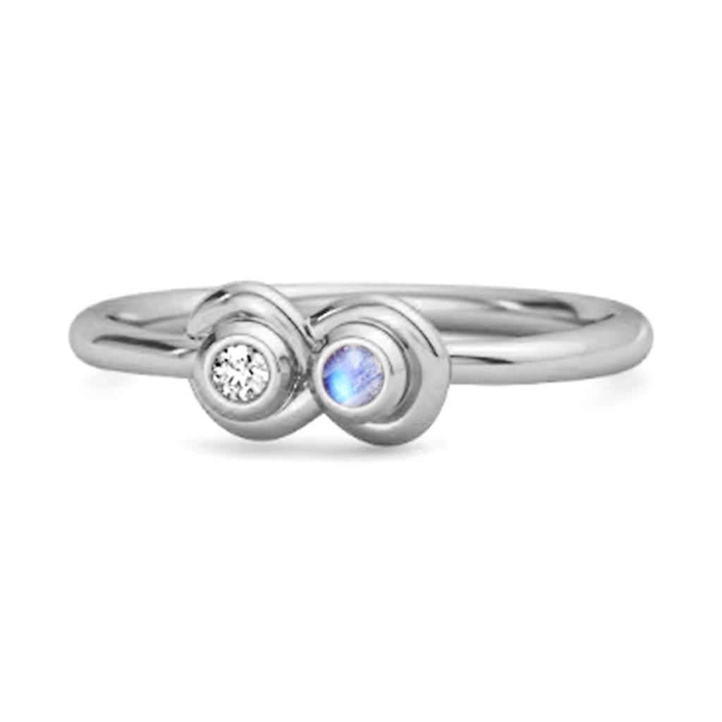Moonstone Twin Bezel Minimalist Ring - 925 Sterling Silver