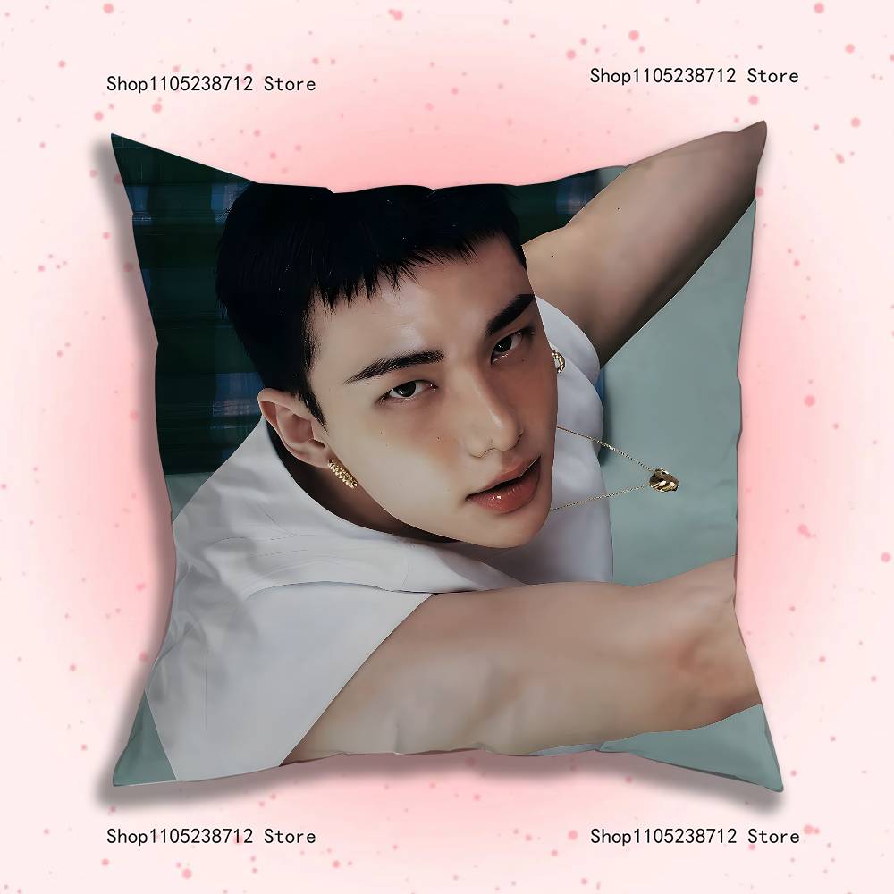 Singer HHyunjinS Pillow Case Plush Fabric Soft Pillowcase Double Sided Print Sofa Cushion Cover Throw