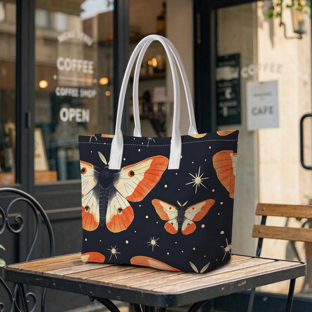 Stylish Moth Pattern Daily Tote Bag Trendy Outdoor Casual Carryall