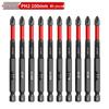 PH0 Бита Phillips из вольфрамовой стали: Магнитная, Ударопрочная, Нескользящая Отвертка, Шестигранный Хвостовик для Электродрели