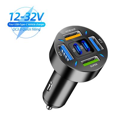 Автомобильное зарядное устройство 6 портов USB 66 Вт PD USB Type-C Быстрая зарядка Автомобильное зарядное устройство для телефона для Samsung Huawei Xiaomi iphone