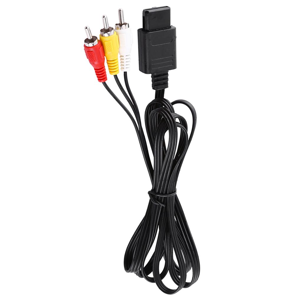 AV Composite Cable Video Cord for N64 with Thick Flexible Jacket Color Coded Connectors 1.8m Length