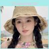 Женская соломенная шляпа ручной работы с цветочным декором, шляпа от солнца с широкими полями, вязаная крючком, летняя шляпа в японском стиле для пляжа