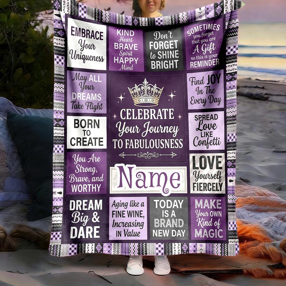 Customize Your Name Outdoor Blanket Celebrate Your Journey To Fabulousness Soft And Lightweight Allseason Multipurpose Blanket For Travel Camping