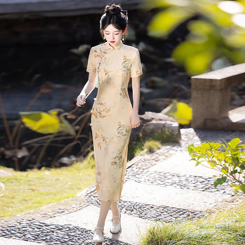 New Chinese cheongsam 1011 new retro young girl temperament medium and long improved daily summer