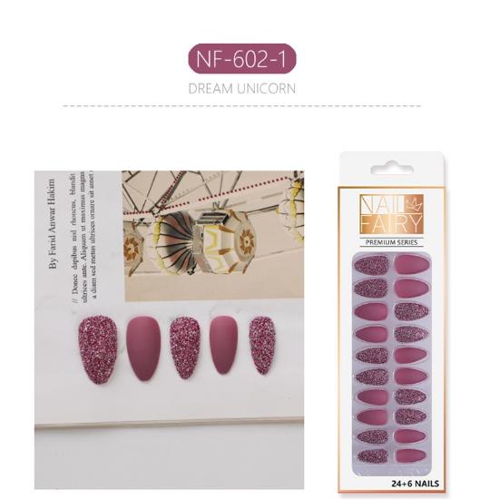 Fake Nails Matte Frosted Full Set Coffin Nails Girl Ballet False Nails Finished Nail Art Glitter Shiny Blingbling Press On Square Pointed Full Cover