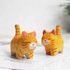 1PC Creative Desktop Wood Cat Handmade Wood Carving Kitten Ornaments Small Animal Decoration Crafts