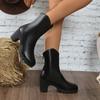 Черные полусапоги женские, обувь для активного отдыха, нескользящая, женская, повседневная обувь для ходьбы, модная, с застежкой-молнией сзади, женская, осенне-зимняя обувь