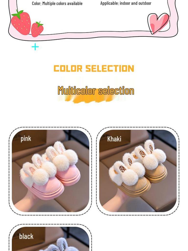 2024 Warm Winter Cotton Slippers for Girls: Indoor/Outdoor, Thickened for Mid-to-Large Children