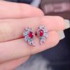Natural Garnet Red Gemstone Stud Earrings For Women High Quality Luxury Jewelry Shiny Garnet Wedding Party 925 Earrings