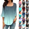 Женские рубашки с рукавами 3/4, топы, нарядные повседневные блузки, плиссированные топы-туники с квадратным вырезом и вырезом