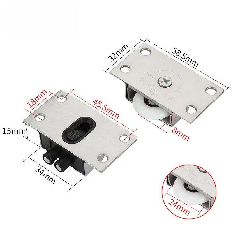 1/4 Set Wardrobe Door Pulley Sliding Door Up and Down Track Cam Slide Rail Hanging Wheel Wardrobe Cabinet Stainless Steel