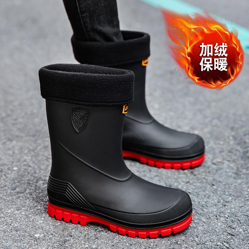 Fashion Men's Waterproof Shoes Rain Boots Medium Tube Korean Version Japanese Rubber Shoes Foot Cover Adult Foreign Trade Export