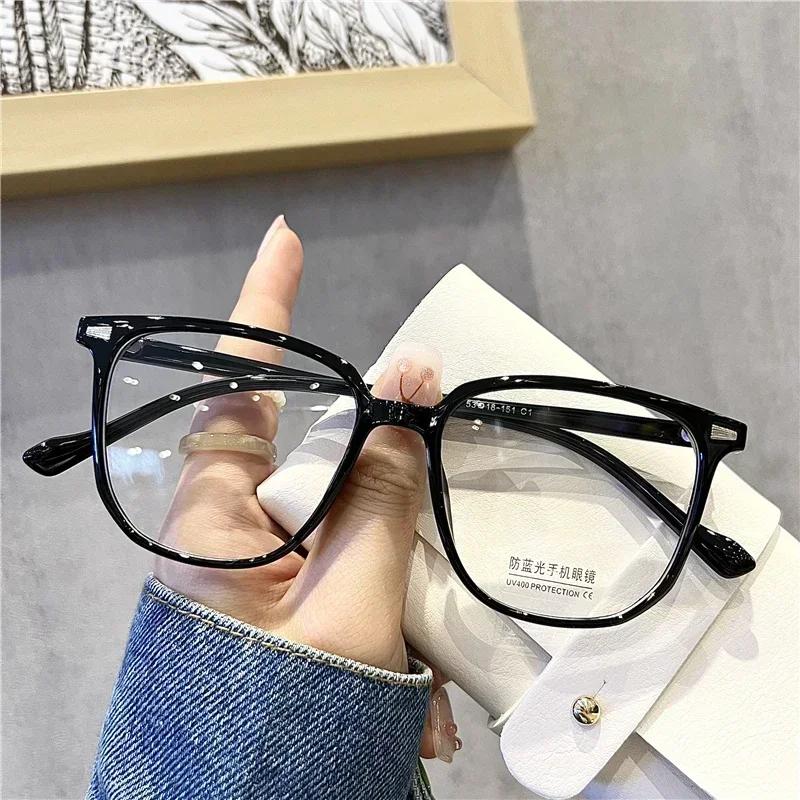 Anti Blue Light Ladies Square Myopia Glasses Ultralight Clear Transparent Computer Nearsighted Eyeglasses With Diopter 0 To -4.0