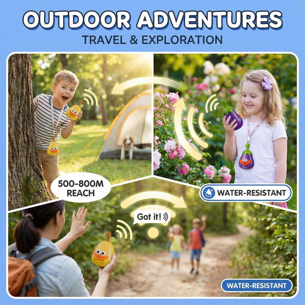 Walkie Talkies Toys for Kids: Fruits Toys 2 Pack Birthday Gifts for 3-12 Year Old Girls Boys, Camping Outdoor Games, Christmas