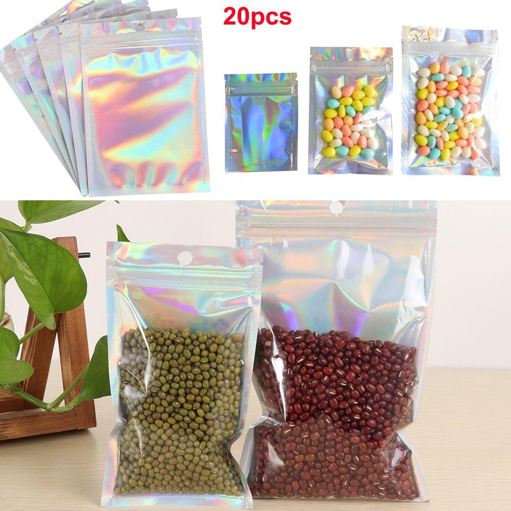 20 Pcs Pack Waterproof Aluminum Foil Storage Packaging Bag Zipper Reclosable Pouches