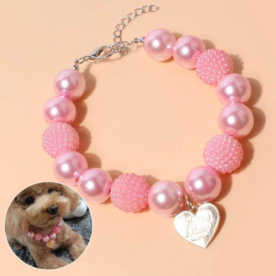 Ошейник для собак с подвеской в форме сердца, ювелирные изделия для домашних животных, модное ожерелье из смолы для собак, ожерелье из искусственного жемчуга, петля