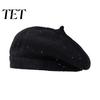 Stylish French Style Beret Knitted Hat for Women, Winter Warm Painter Cap, Fleece Fashionable Solid Color Lined, Cozy Artist Cold Weather Weekend