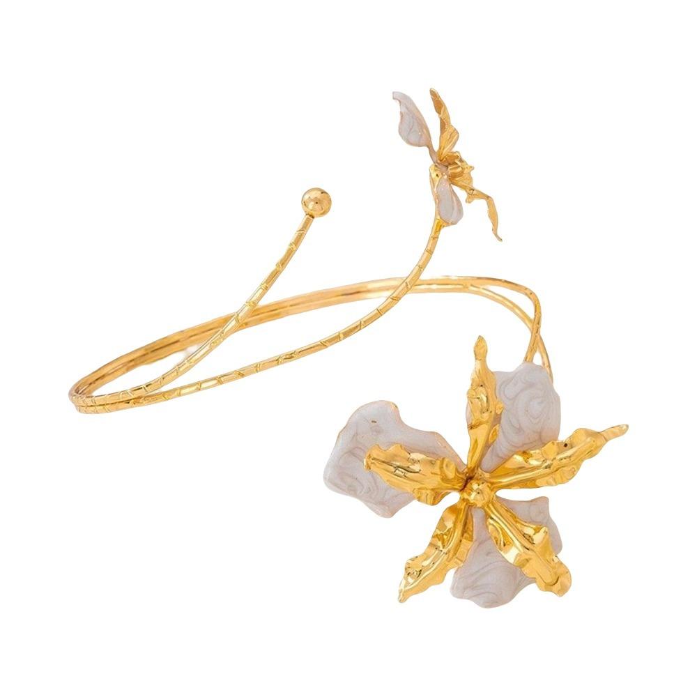Floral Butterfly Orchid Bracelet Adjustable Flower Armband Fairy Open Arm Bangle  Gift