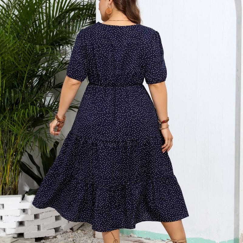 Plus Size Loose Dress Summer Women's Square Neck A-Line Long Dresses