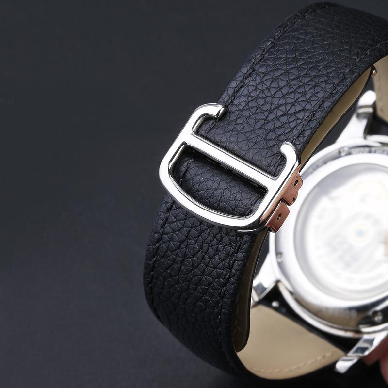 Натуральная кожа Ремешок для часов для Cartier Tank London Solo Коровья кожа с текстурой личи Ремешок Мужской Женский 17 20 22 23 24 25мм