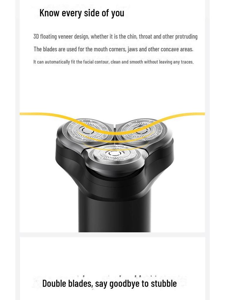 Электробритва для мужчин Xiaomi S300 — портативная, перезаряжаемая, многофункциональная, моющаяся, с тремя головками.