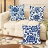 Blue And White Porcelain Cushion Cover Natural Linen Organic Fabric DoubleSided Printing Couch Pillow Covers Home Decor