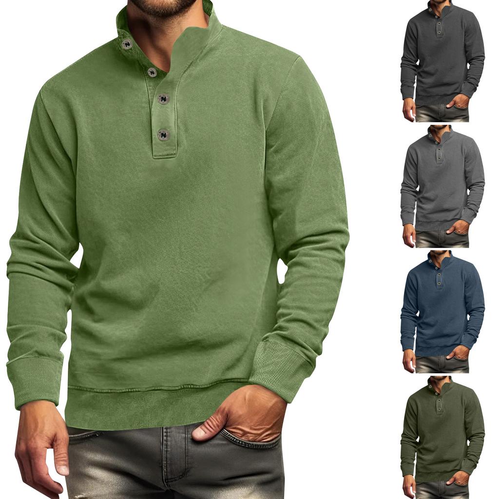 Men's Solid Color Shirt Plus Men's Long Sleeved T-shirt Minimalist Sweatshirt
