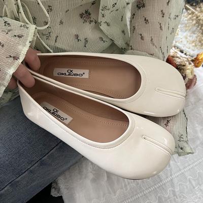 Мода 2024 года. Роскошные однотонные кожаные туфли-троттер для женщин. Ниндзя-таби. Плоские туфли на низком каблуке. Лоферы. Женские туфли-лоферы в стиле «лолита» в стиле «Мэри Джейн». Мокасины.