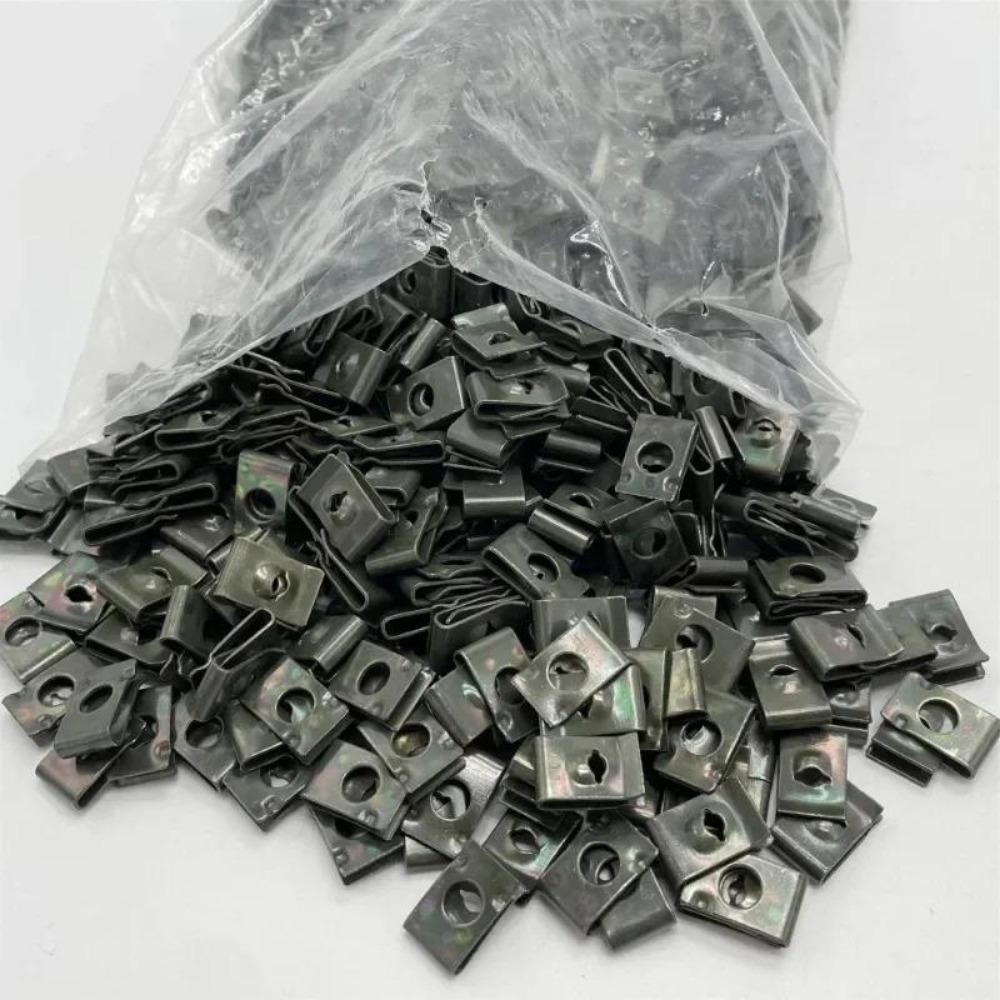 150Pcs Car Metal Screw Fastener U-Type Clips Anti-rust Clamp Fastener Bumper Fender Trim Panel Fastener Board Clip Accessories