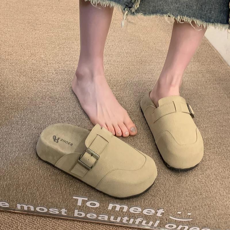 New Spring Baotou One Foot Half Slippers Women Summer Wear Versatile Thick Bottom Lazy