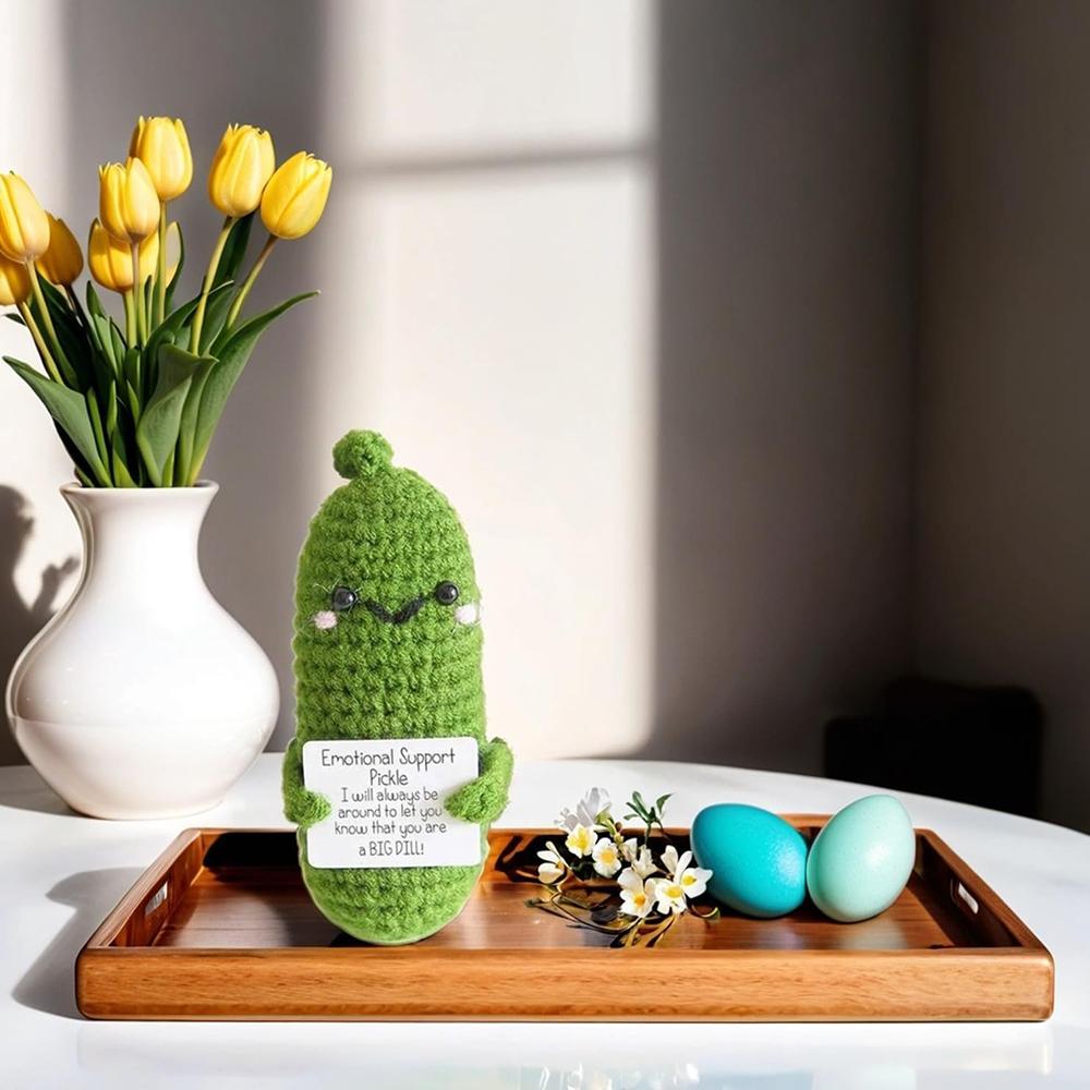 12 X 4cm Handmade Emotional Pickled Cucumber Doll with a Positive Card