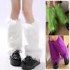 Faux Fur Leg Warmers Women Solid Color Fuzzy Long Boot Covers Fluffy