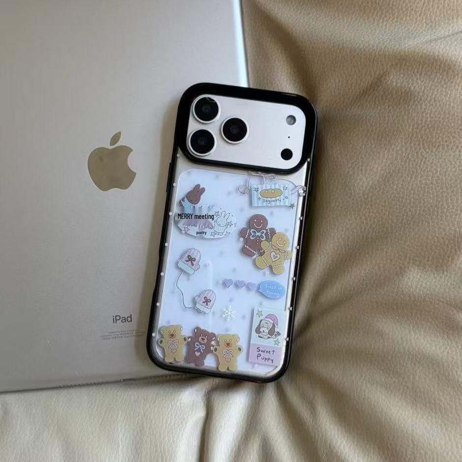 Чехол для телефона "Пряничный человечек Лил Бир": Совместимо с Apple 13-17 Promax, Дизайн с большим отверстием, Черная рамка, для моделей 14-16 Pro