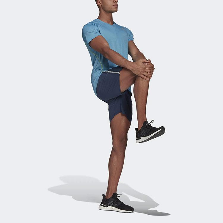 Adidas Футболка Adi Runner Tee Training Sports Crew Neck Short Sleeve T Shirt Men Tops Blue GJ9886