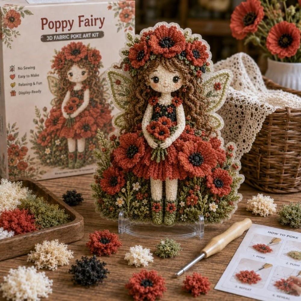 Handmade Fabric Poke Art Kit Thick Board Embroidery Craft Set  Bedroom Accent