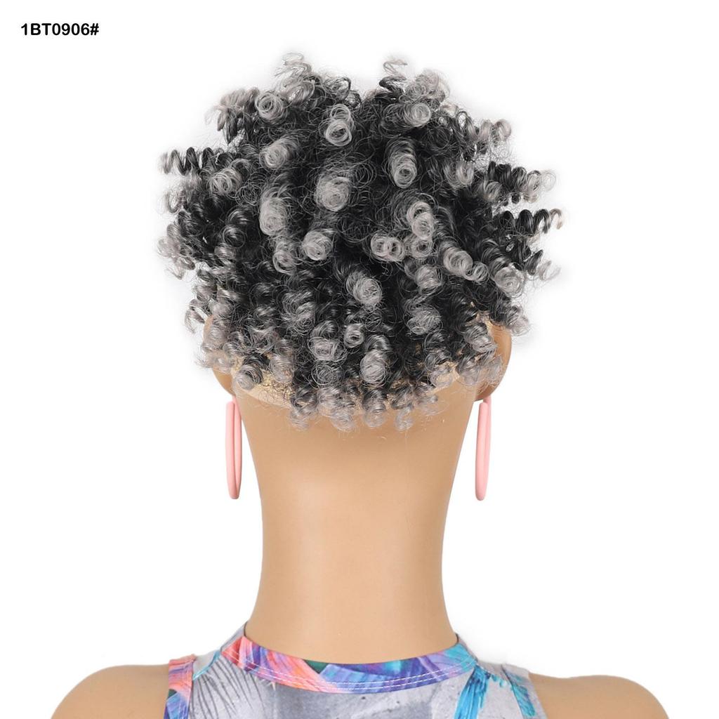 Африканский кудрявый пучок-бублик шиньон резинка обертка афро пуф черный синтетический парик для женщин для ежедневного использования