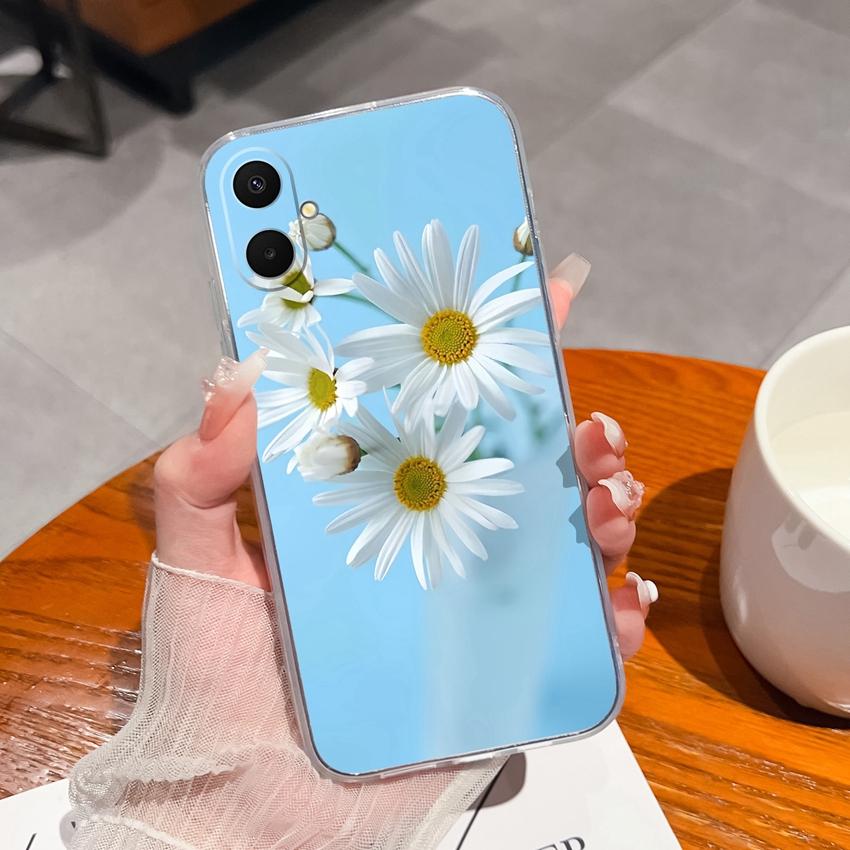 Для Samsung A07 A71 A17 A37 A53 A54 M36 F36 F56 Прозрачный Мягкий ТПУ Чехол для Телефона Летние Цветочные Узоры Мягкий Силиконовый Противоскользящий Чехол для Samsung