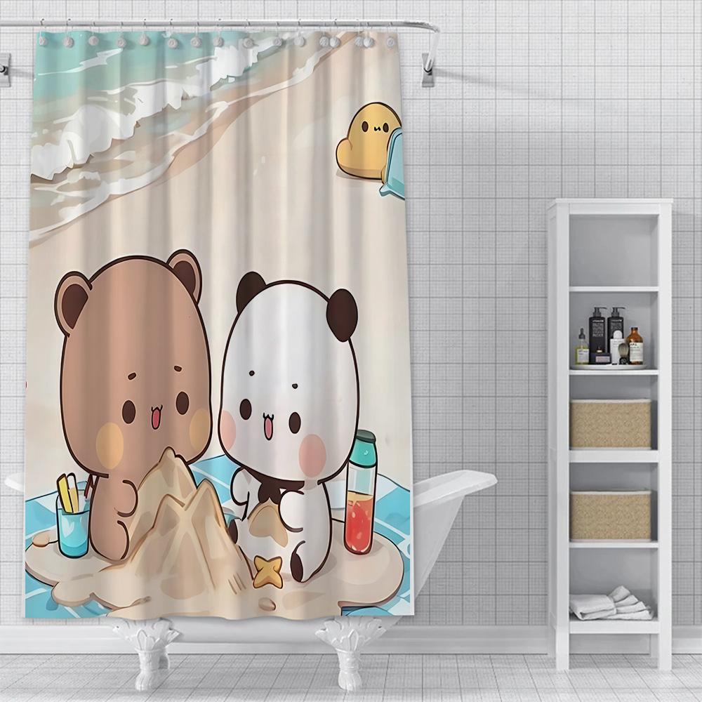 Shower Curtain Waterproof Polyester Fabric Paint Colorful Cartoon Q-Quarto B-Bubu Bath Curtains Home Bathroom Decor With Hook