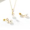 Love Heart Zircon Pearl Earrings Necklace Set Minimalist Light Luxury Jewelry for Women
