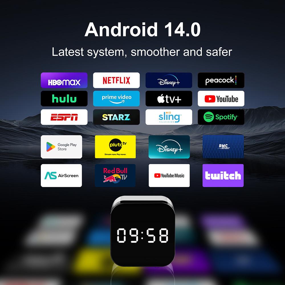 H96 MAX H728 Smart TV Box Android14 Allwinner H728 Octa Core Cortex A55 Поддержка 8K ULTRA HD 1000M LAN Wifi6 BT5.X Set Top Box