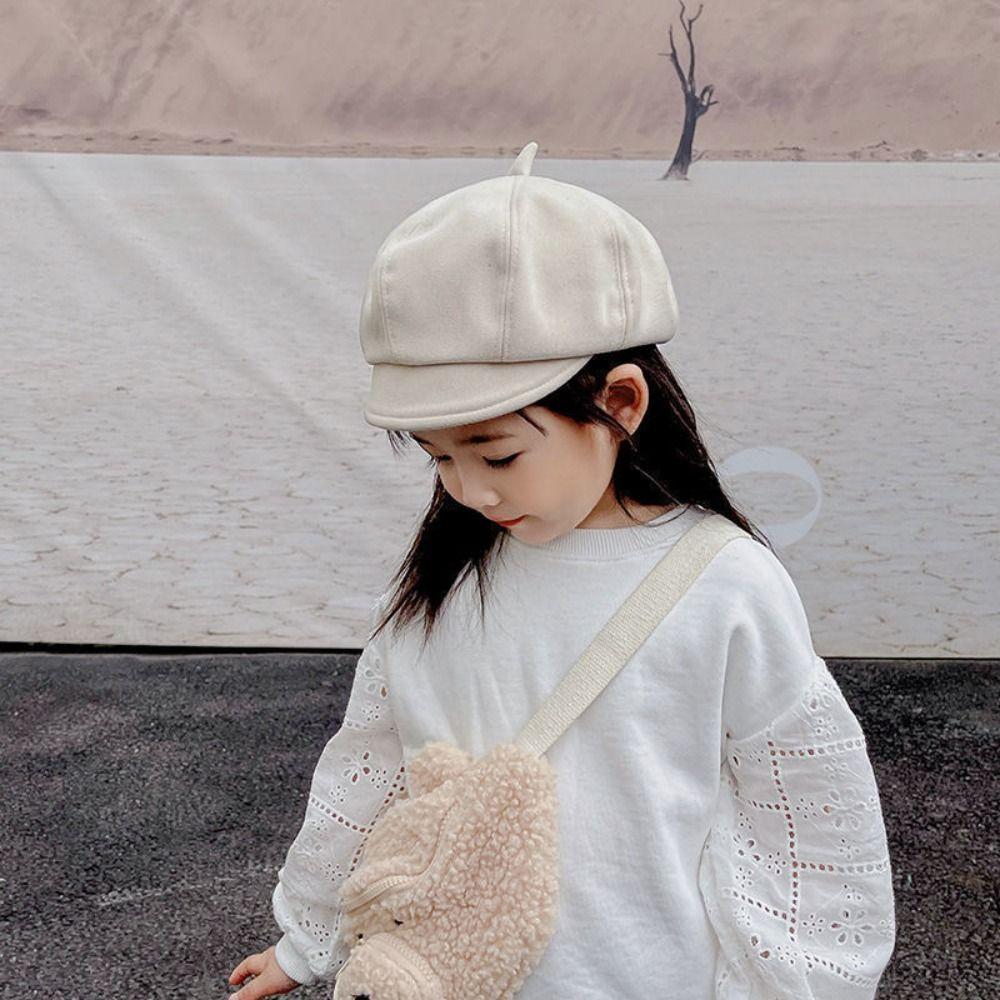 Flat Kids Berets Cap Y2K Children Newsboy Cap Soft Octagonal Hat Boys