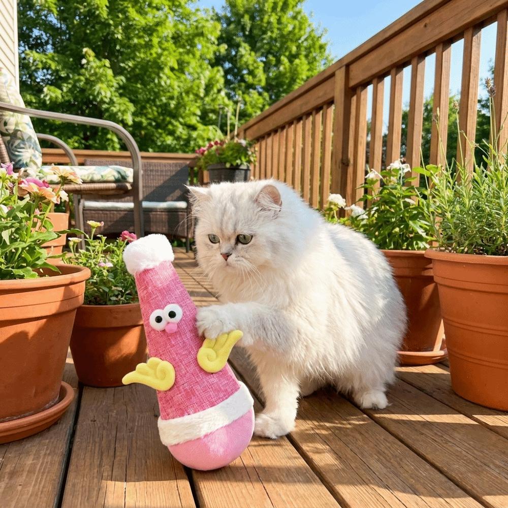 Chicken Shaped Cat Scratch Post Cartoon Cat Teaser Toy Self-Balancing Cat Toy  Teeth Cleaning