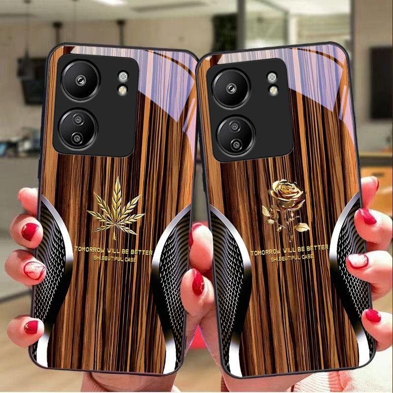 Змея под дерево для Xiaomi Redmi 13C Note13 12 Pro Plus 5G Note 9 13T Pro POCO X6 F5 F6 Черный чехол для телефона из закаленного стекла